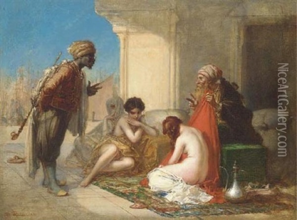 Le Marchand D'esclaves Oil Painting - Charles Edouard de Beaumont