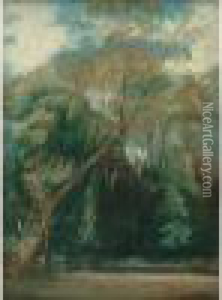 Les Ormes De Saint-cloud, Vers 1823 Oil Painting - Paul Huet