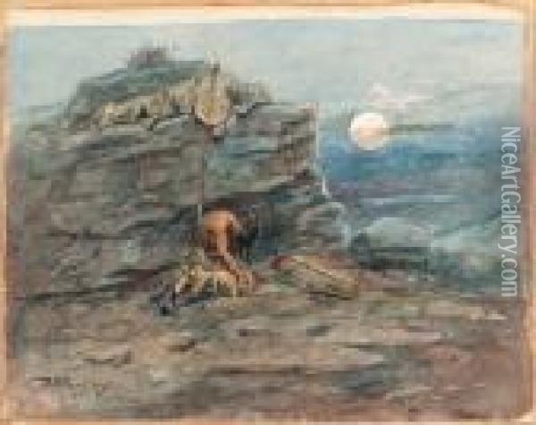 Mourning Her Warrior Dead Oil Painting - Charles Marion Russell