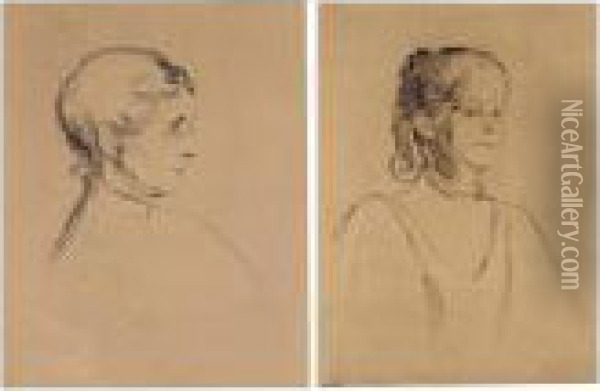 Portrait Of Ingeborg Heiberg; 
And Portrait Of Ragnhild Heiberg (willoch 29; And 45; Schiefler 38; And 
53) Oil Painting - Edvard Munch