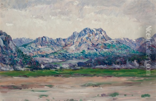 Purple Hills Oil Painting - Lewis Henry Meakin