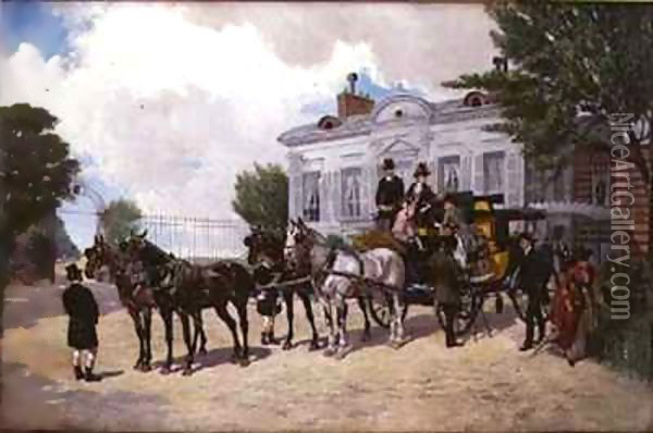 The Hackney Carriage Oil Painting - Ernest-Alexandre Bodoy