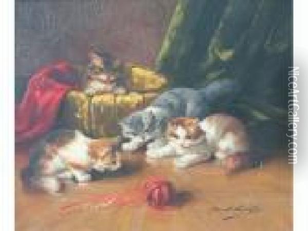 Les Quatre Chatons Oil Painting - Alphonse de Neuville
