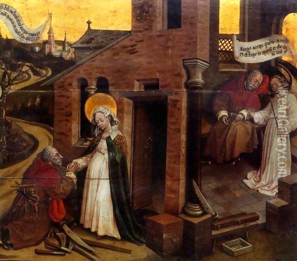 Joseph's Repentance and Second Dream (detail of Life of Saint Joseph) Oil Painting - Robert Campin
