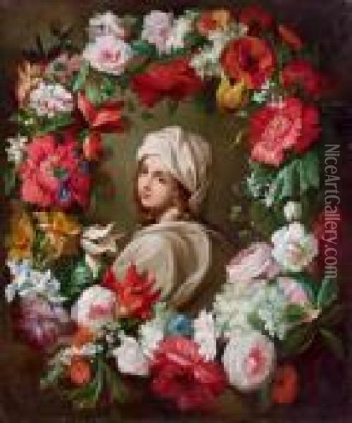 Ritratto Di Beatrice Cenci Con Ghirlanda Di Fiori Oil Painting - Guido Reni