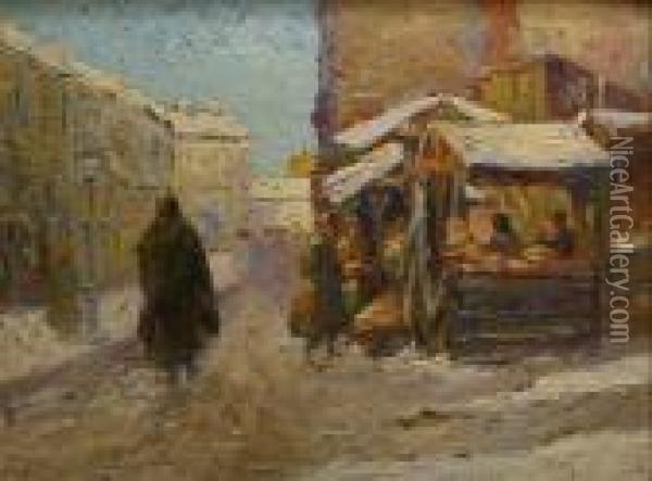 Market Oil Painting - Erno Erb