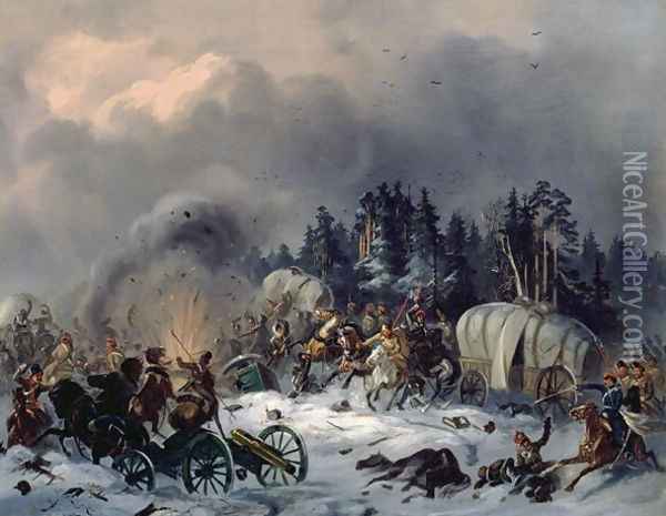 Scene from the Russian-French War in 1812 Oil Painting - Bogdan Willewalde