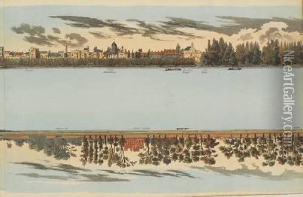 The Panorama Of The Thames From London To Richmond, Exhibiting Every Object On Both Banks Of The River...and A General View Of London Oil Painting - John Clark