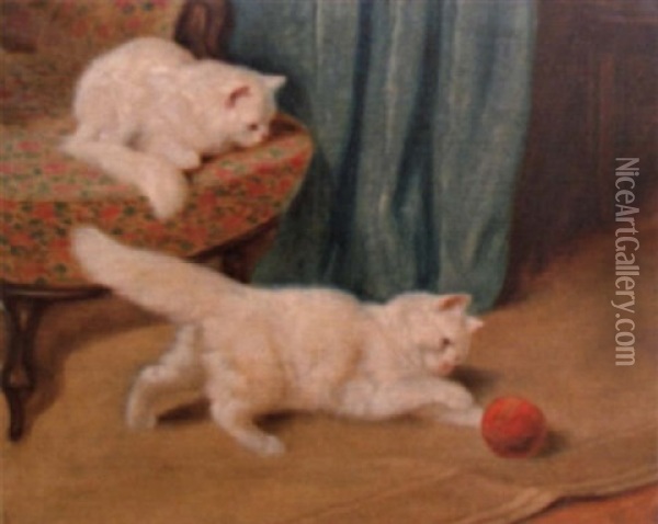 Katzen Mit Ball Oil Painting - Arthur Heyer