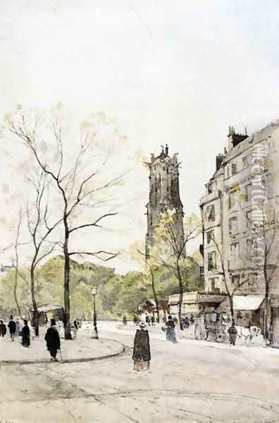 View of the Avenue Victoria Oil Painting - Henri-Joseph Harpignies