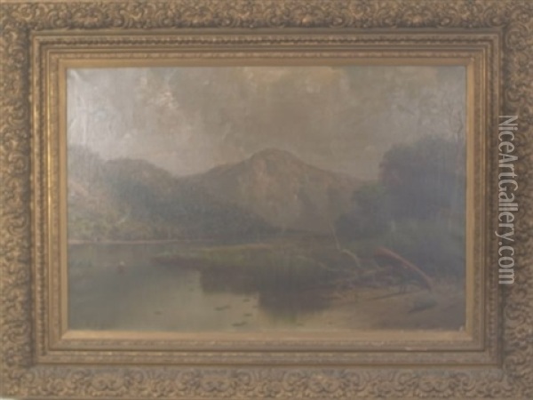 Landscape With Rivers Edge And Boater Oil Painting - George Lafayette Clough