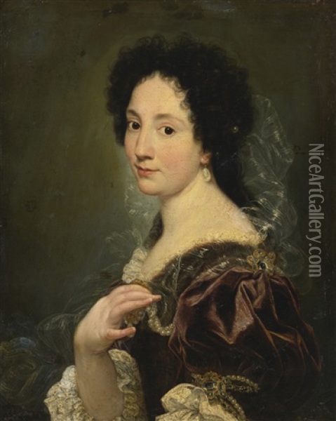 Portrait Of A Lady, Head And Shoulders Oil Painting - Giovanni Battista Gaulli