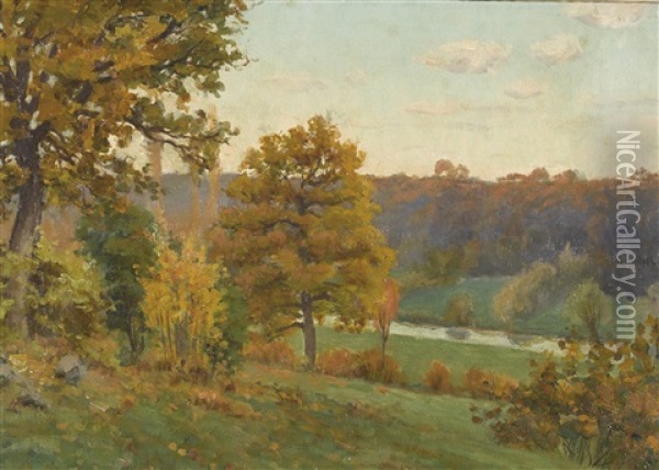 Herbstlandschaft Oil Painting - Louis Rheiner