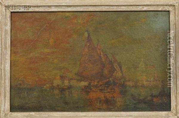 Fishermen Leaving Venice Oil Painting - Walter Franklin Lansil