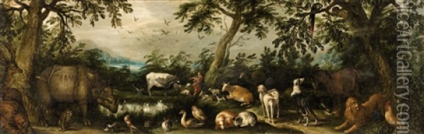Orpheus Among The Animals Oil Painting - Jacob Savery the Younger