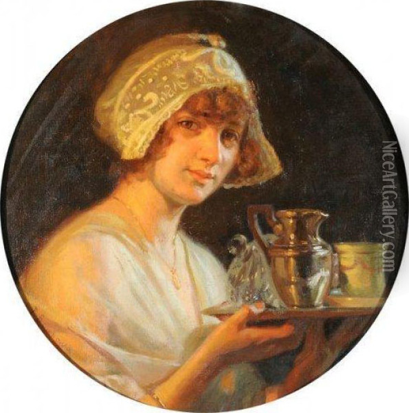 La Belle Servante Oil Painting - Pierre Bonnaud