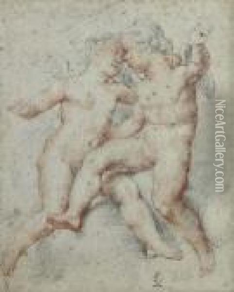 Two Putti Embracing Oil Painting - Cherubino Alberti