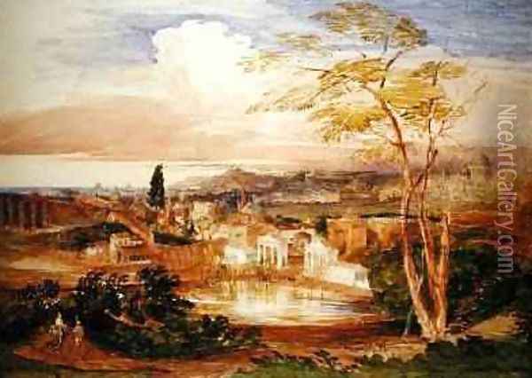 Rome from the Borghese Gardens, 1837 Oil Painting - Samuel Palmer
