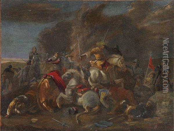 A Calvary Battle Scene Oil Painting - Antonio Calza