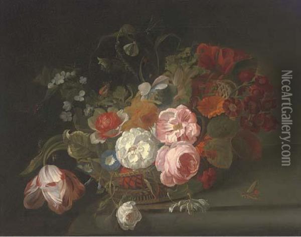 Roses Oil Painting - Rachel Ruysch