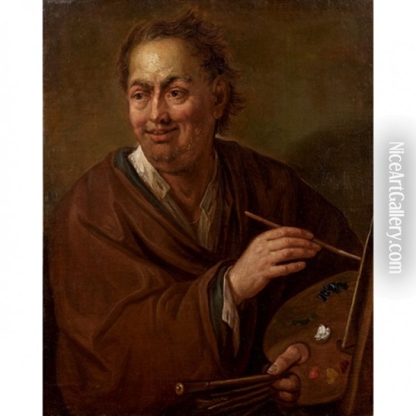 Portrait D'un Peintre Oil Painting - Antoine Pesne
