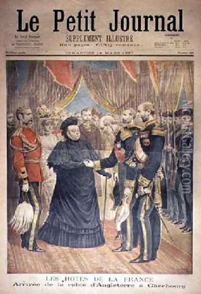 The French Hosts the Arrival of the Queen of England at Cherbourg front cover of Le Petit Journal 14 March 1897 Oil Painting - Henri Meyer