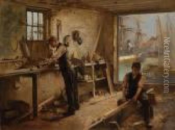 The Shipwright's Workshop Oil Painting - Albert Chevallier Tayler