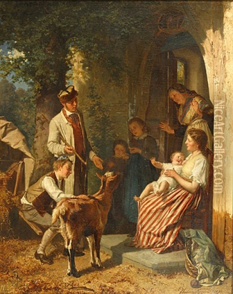 Familietafereel Oil Painting - Theodore Gerard