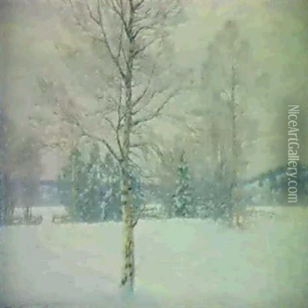 Vinterdag I Medelpark Oil Painting - Carl (August) Johansson