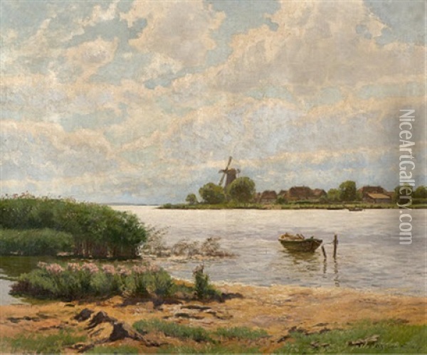 Niederlandische Uferlandschaft Oil Painting - Otto Guenther-Naumburg