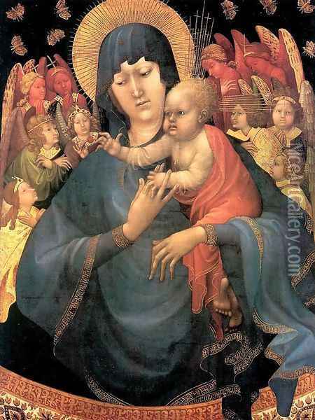 Virgin and Child with Angels 1410 Oil Painting - Jean Malouel