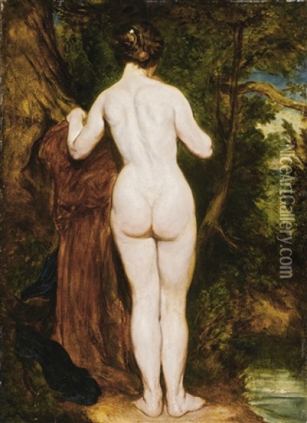Nude Bather By A Stream Oil Painting - William Etty