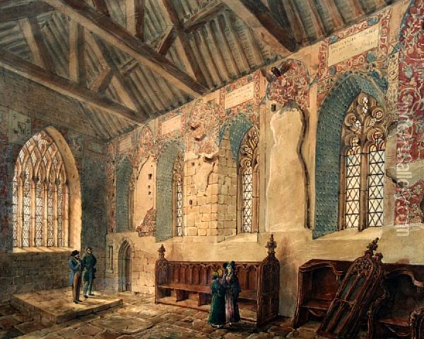 The Choir Of The Augustine Monks, Nostal(sic) Priory At West Ardsley Oil Painting - Robert Dennis Chantrell
