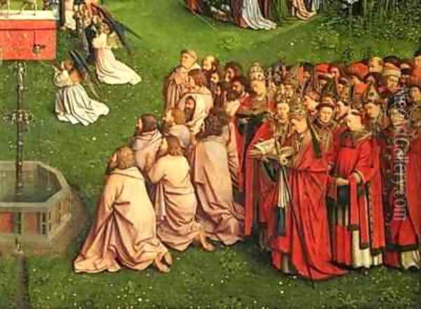 The Ghent Altarpiece detail from the Adoration of the Mystic Lamb Oil Painting - Hubert & Jan van Eyck