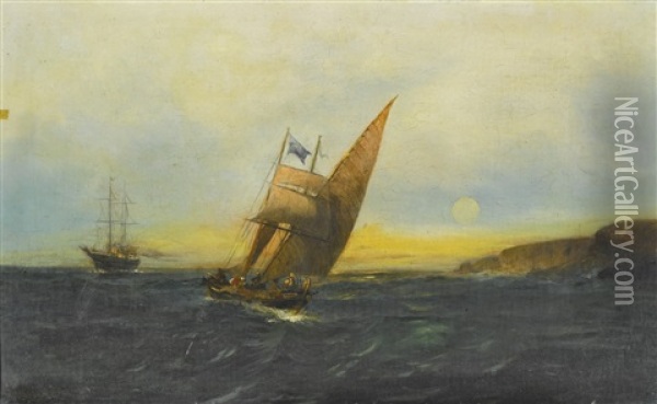Sailing Off The Coast Oil Painting - Konstantinos Volanakis