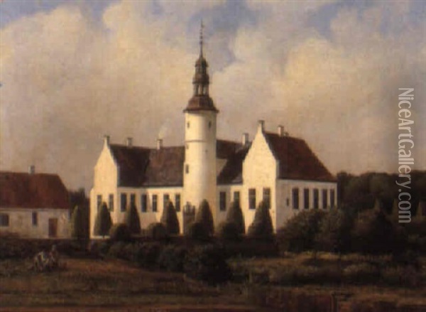 Parti Fra Herregarden Overgaard Oil Painting - Ferdinand Richardt