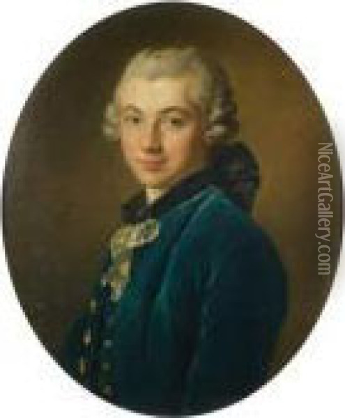 Portrait D'homme Au Gilet Bleu Oil Painting - Jean Baptiste van Loo