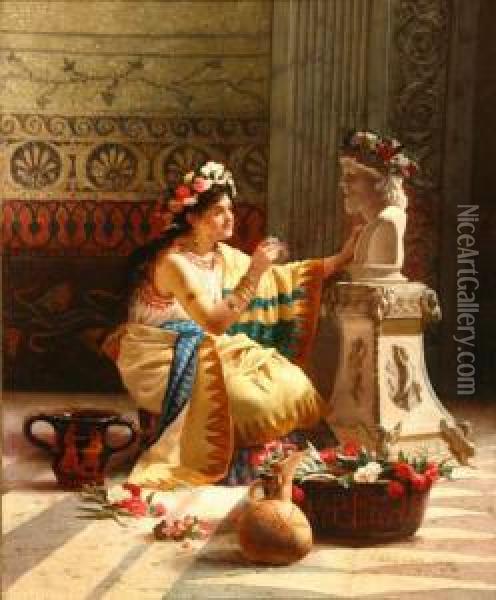 Greek Temple Maiden Oil Painting - Edwin Howland Blashfield