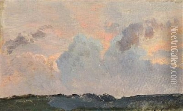 A Study Of The Clouds Oil Painting - Janus la Cour