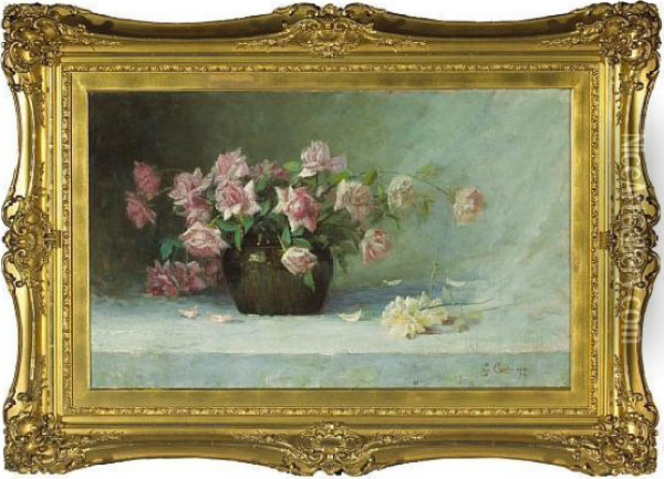 Pink Roses Oil Painting - Giuseppe Cadenasso