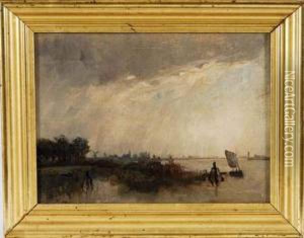 Bord De Canal En Hollande Oil Painting - Alphonse Stengelin