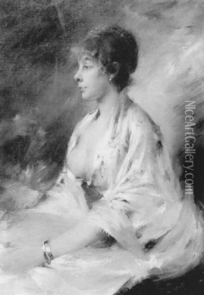 Jeune Femme De Profil Oil Painting - Charles Joshua Chaplin