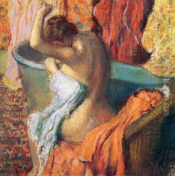 Seated Bather Drying Herself Oil Painting - Edgar Degas