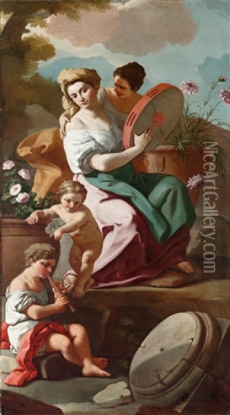 Allegorie Des Fruhlings; Und Allegorie Des Herbstes (pair) Oil Painting - Francesco de Mura