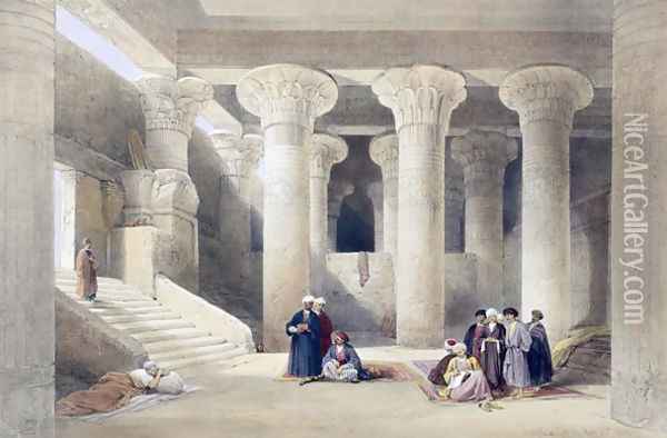 Interior of the Temple at Esna, Upper Egypt, from Egypt and Nubia, Vol.1 Oil Painting - David Roberts