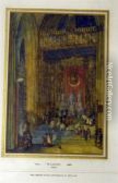 The Grandaltar, Cathedral Of Seville Oil Painting - William Leighton Leitch