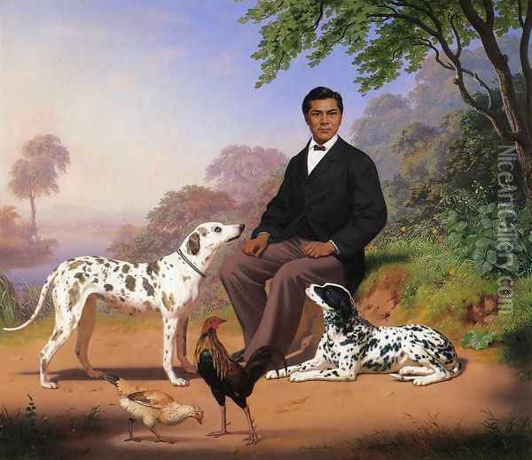Sacramento Indian with Dogs Oil Painting - Charles Christian Nahl