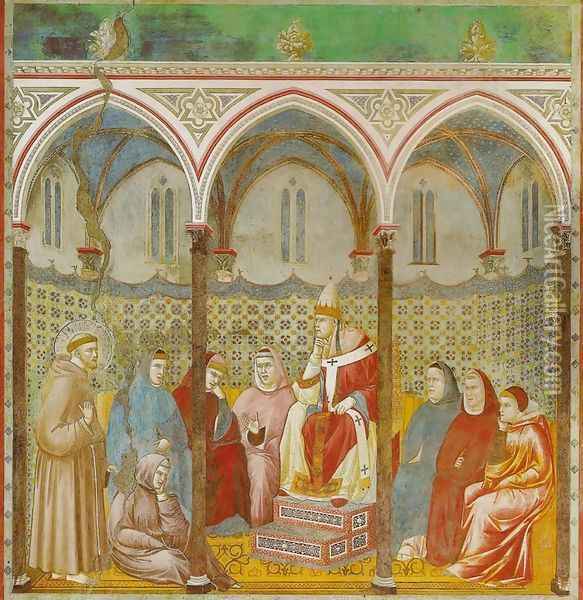 Sermon before Honorius III (Predica davanti a Onorio III) Oil Painting - Giotto Di Bondone