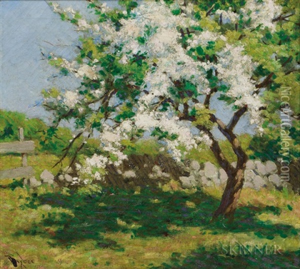 Spring Landscape With Flowering Tree Oil Painting - William Johnson Bixbee