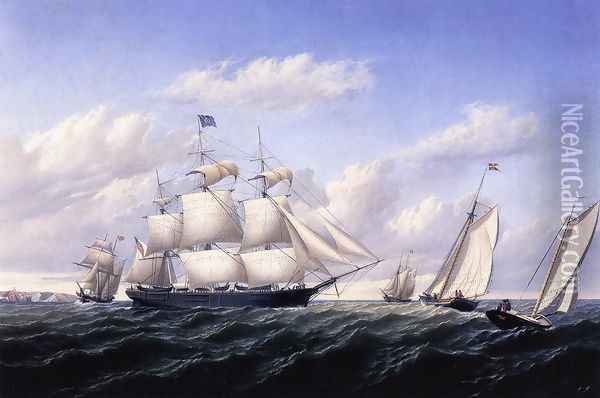 Whaleship 'Speedwell of Fairhaven, Outward Bound off Gay Head Oil Painting - William Bradford